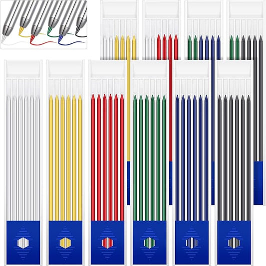 Spakon 60 Pcs 2.8mm Lead Refill Carpenter Construction Pencils Marker Lead Refills Dry Mechanical Woodworking Pencil Tools for Writing Drawing Drafting (Multicolor)