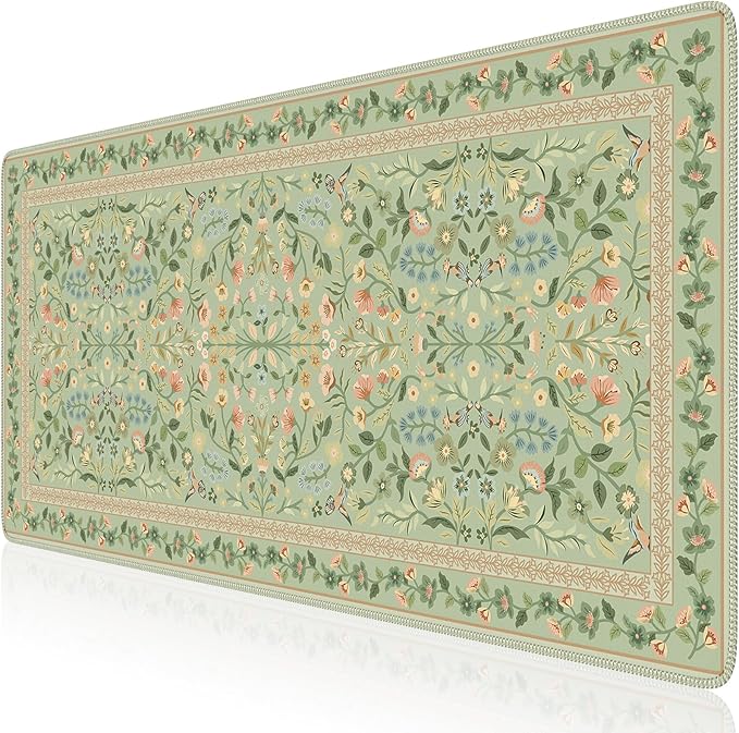 iCasso Desk Mat for Keyboard and Mouse, Large Mouse Pad, Desk Pad Mat, Anti-Slip Big Mousepad with Stitched Edges for Computer Desktop(Light Green)