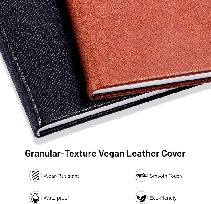 Lined Journal Notebooks for Work 2 Pack, 320 Pages, Medium 5.5 in x 8.5 in - 100 GSM Thick Paper, Hardcover Journal Leather Notebook for Writing & Note Taking, Brown & Black