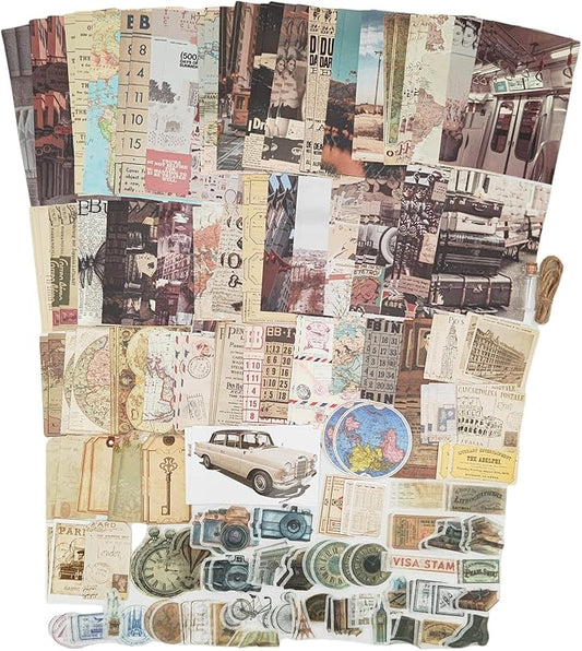 Vintage Journaling Scrapbooking Supplies Scrapbook Sticker Paper Ephemera Pack for Bullet Junk Journal Planners Collage Craft Notebooks Album (Olden Days)