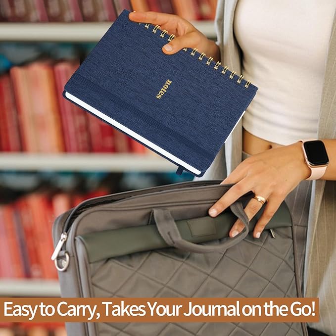 A5 Lined Journal Notebook – Hardcover Fabric Cover 160 Pages 100 GSM Thick Paper With Elastic Band & Pen Holder College Ruled Writing Notebooks for Work School Travel 3pack Dark Blue Set