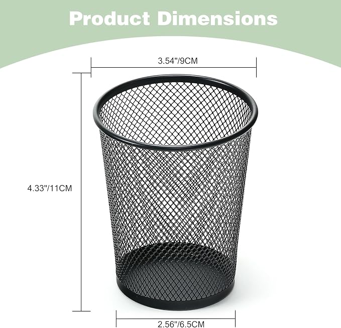 12 Packs Pen Holders, Mesh Pen Cup, Metal Pencil Holders for Desk, Multifunctional Organizer for Office School Home Makeup Brush (Black)