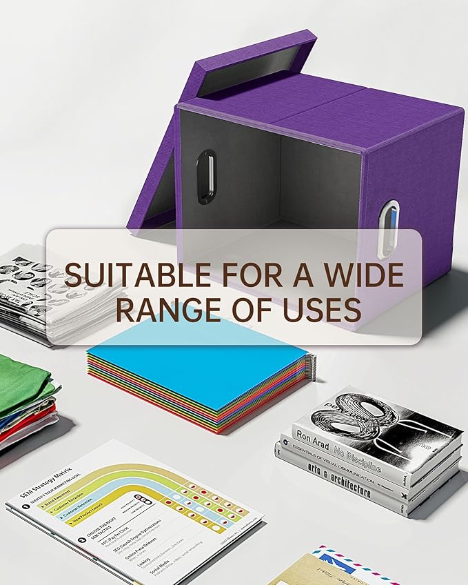 2 Pack File Storage Organizer, Filing Box, Portable File Box with Lid, Fit for Letter/Legal File Folder Storage, Document Organizer, Purple