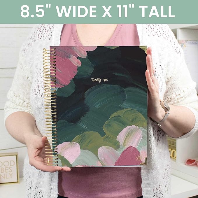bloom daily planners HARDCOVER 2026 Planner (January to December) - 8.5” x 11” Weekly & Monthly Dated Agenda Organizer Book with Stickers & Tabs - Emerald Paint Strokes