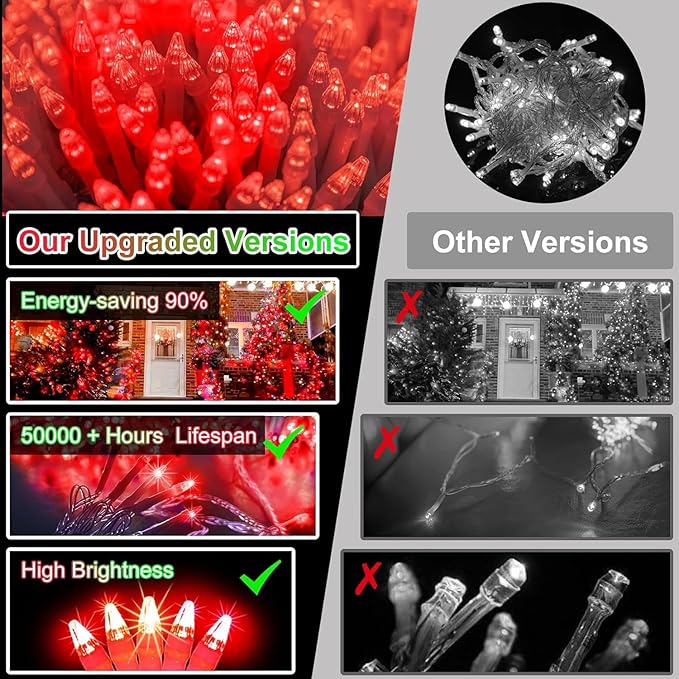 1500 LED 470FT Christmas String Lights Outdoor, 12 Pro Modes and Timer Memory & Brightness, Plug in Waterproof Clear Wire Twinkle Light for for Xmas Yard Tree Wedding Party Decor (Red)