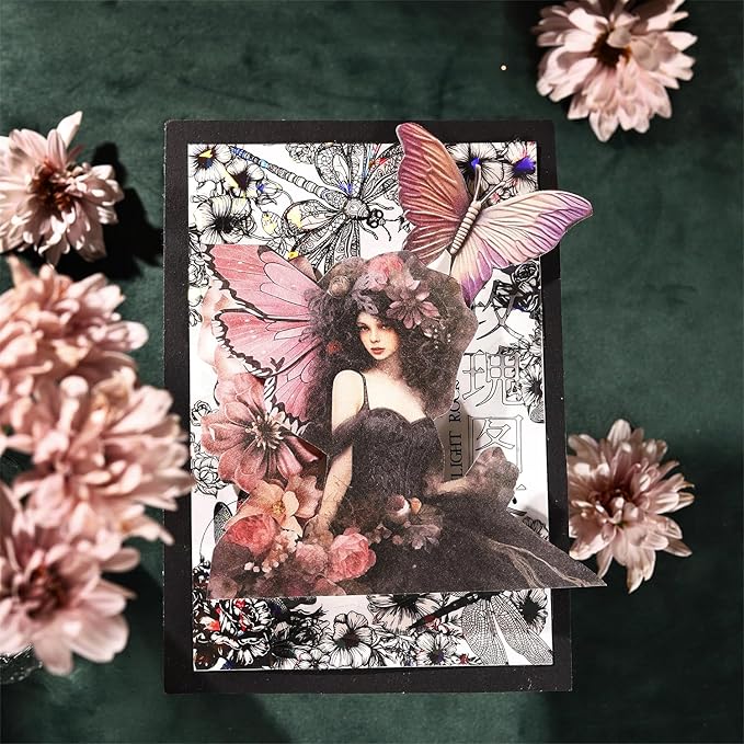 Colorful Flower Scrapbook Paper Set, 180 PCS Vintage Ephemera Pack for Junk Journaling, Scrapbooking, Crafting, DIY Projects, Diaries, and Art Supplies