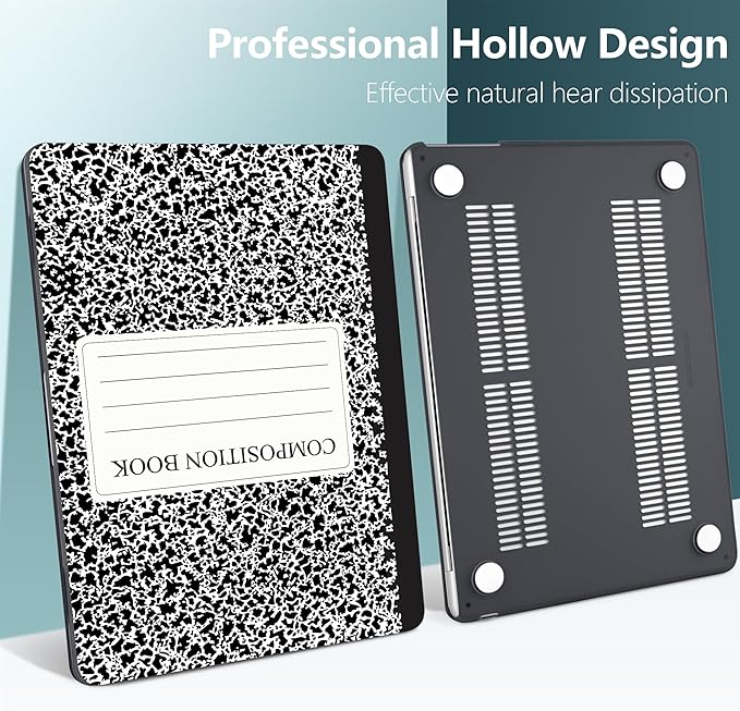 DONGKE Compatible with M4 MacBook Air 15 inch Case 2025 2024 2023 A3241 A3114 A2941 M3 M2 Liquid Retina Display Touch ID, Plastic Hard Case & Keyboard Skin & Screen Protector - Composition Book