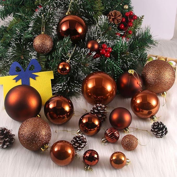 Bronze 4.0" Large Christmas Balls - Christmas Tree Decoration Ornaments Shatterproof Hanging Balls for Birthday Halloween Holiday Wedding Decorations Set of 4pcs