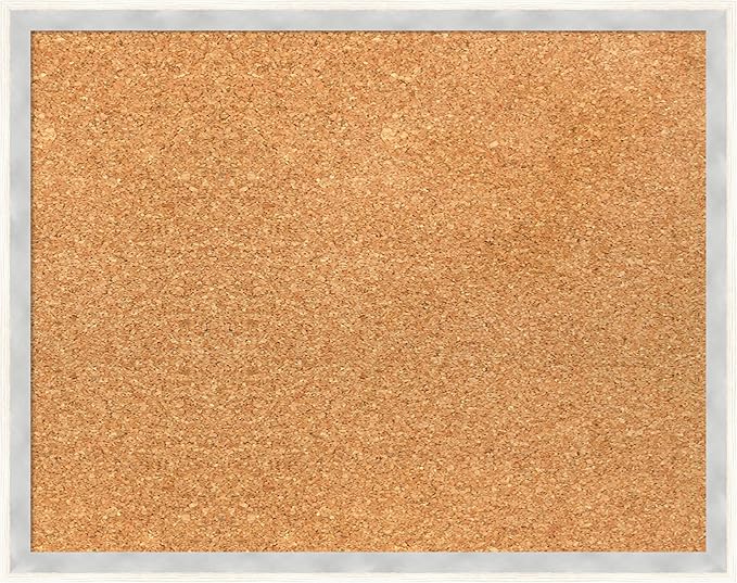 Amanti Art Natural Cork Board for Wall, 15x19 Vision Board with White Frame, Small Corkboard Office Decor for Home Organization, Modern Corkboard Pinboard to Display Items for Home Organization in