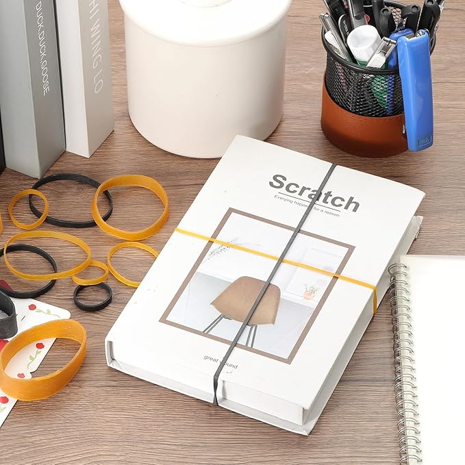 uxcell 600Pcs Rubber Bands, 3.15 x 0.2 Inch Elastic Stretchable Rubber Bands Home Office Supplies for File Folders Little Boxes Securing Trash Can, Black