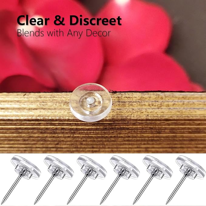 150 Pack Clear Push Pins Tacks, Flat Head Thumbtacks for Bulletin Board, Cork Board, Shadow Box, Wall Hanging – Heavy Duty Plastic Head with Steel Point in Reusable Storage Box