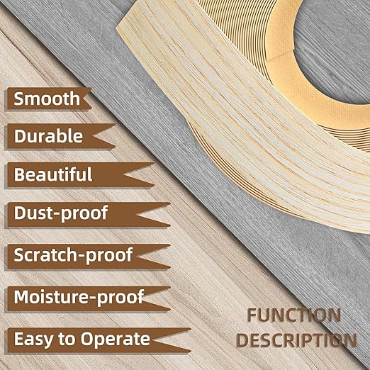 GSCIT Club Oak Edge Banding, 1 1/2 inch x 250ft roll of Veneer Plywood Edge Banding Preglued Flexible, Wood Tape Banding for Cabinet Repair