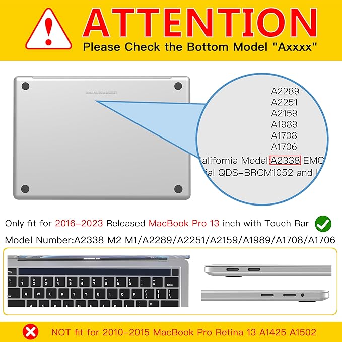 CISSOOK Cover for MacBook Pro 13 Inch Case Purple 2025-2020 Release A2251 A2289 A2338 with Touch Bar, Plastic Hard Shell Case with Keyboard Cover for Pro 13 M1 M2 - Purple