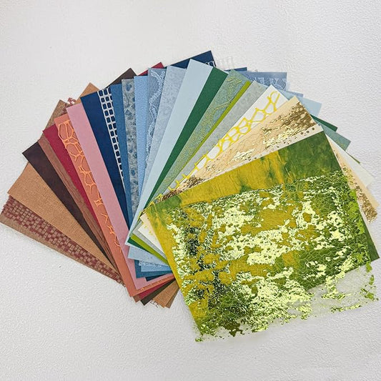 30 sheets Christmas Handmade Textured Scrapbook Paper&Mesh Fabric set - Unique Craft Mulberry Special Rice Paper Mix for Scrapbooking Junk Journaling Supplies Card Making Collage,A5 5.8x8.2 Inch