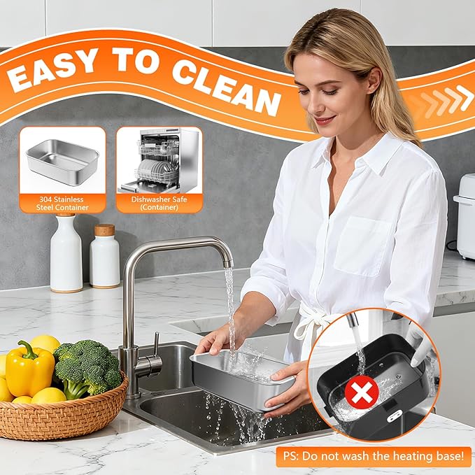 Electric Lunch Box for Adults, 2.8L Double Layer 100W Fast Heated Lunch Box, Heating Food Heater Warmer for Home Office Car Truck Use, Extra Large Lonchera Electrica Portátil 12/24V/110-230V, Black