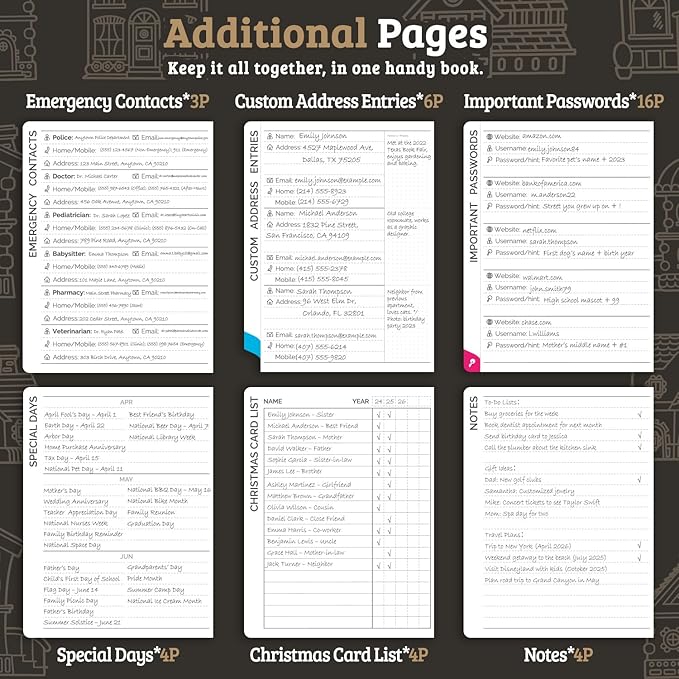 Address Book with Colorful Alphabetical Tabs (4.7" X 6.2") – Telephone Address Contact Book for Seniors, Address Book with Space for Website Address and Internet Passwords (Royal Brown)