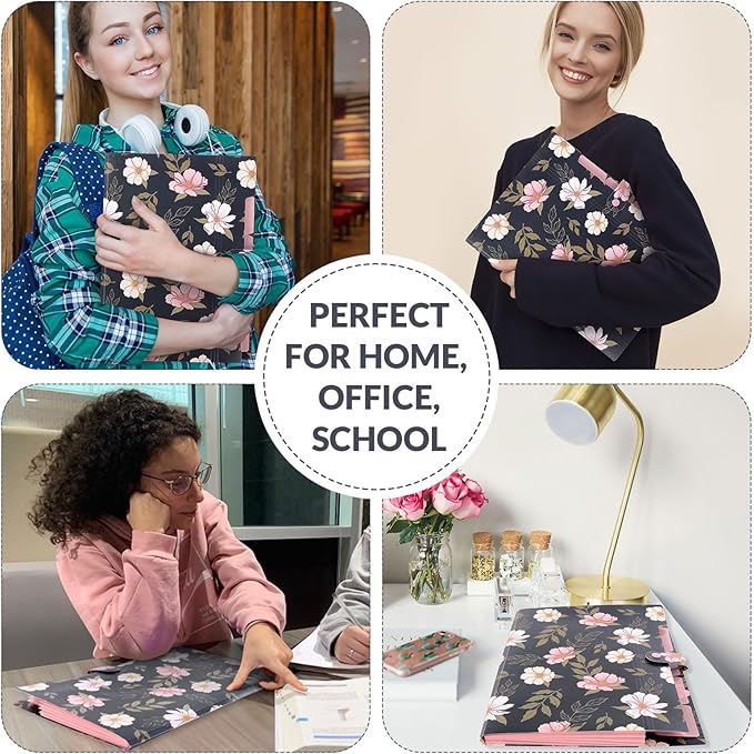 SKYDUE Expanding File Folder with 5 Pockets, Accordion File Organizer,Portable Receipt Paper Documents Organizer,Letter Size Filing Folder School Office Supplies,Navy Blue