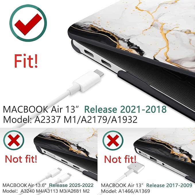 DONGKE Compatible with MacBook Air 13 inch Case 2021 2020 2019 2018 Release A2337 M1 A2179 A1932 with Retina Display & Touch ID, Plastic Hard Shell & Keyboard Cover - Abstract Marble