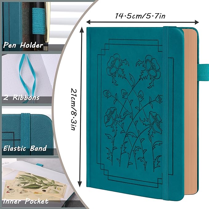 TIEFOSSI A5 Dotted Notebook, 160gsm Thick Paper, Hardcover Dot Grid Journals for Women Men, 192 Numbered Pages, Ideal for Personal Use, Goals, Organization