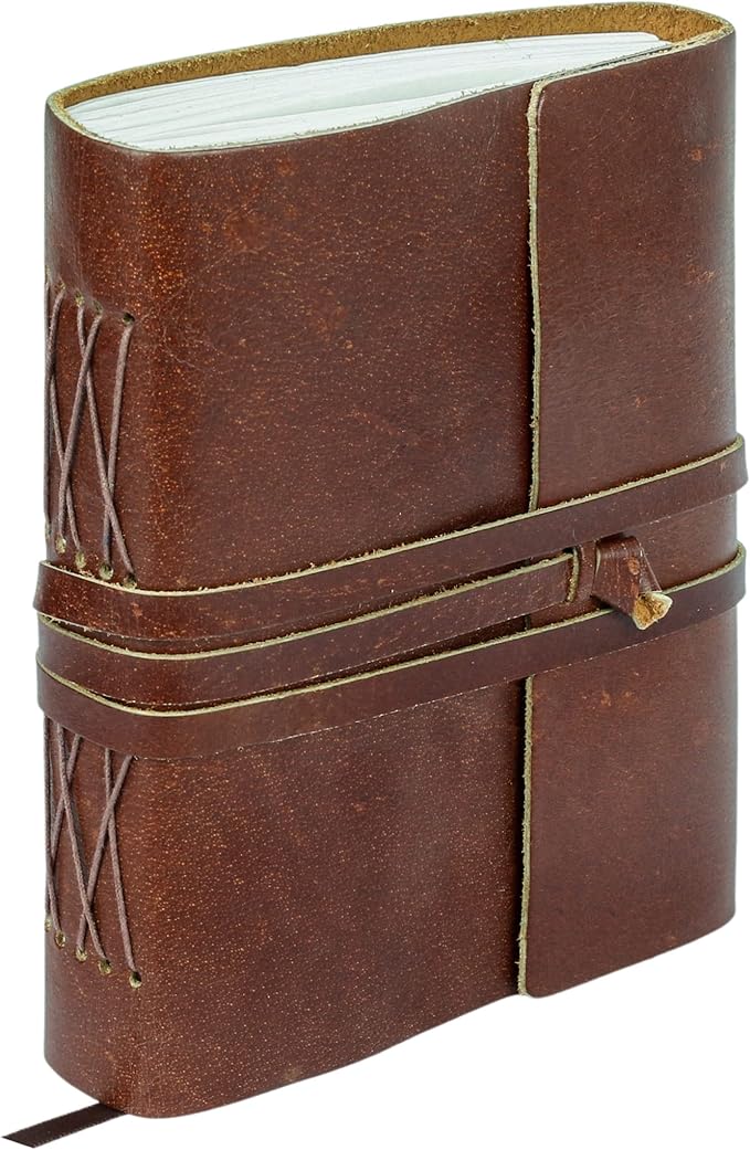 Handmade Leather Journal | Writing Diary | Bound Daily Notepad For Men & Women Unlined Paper Medium, writing pad gift for artist, sketch