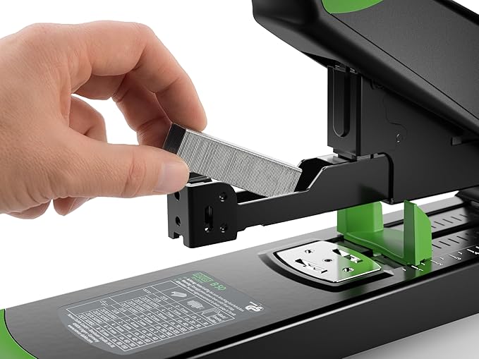 Novus B50 re+New Heavy Duty Stapler, 140 Sheet Capacity, Made of 81% Recycled Plastic, German Engineered, Adjustable Guide, 25 Yr. Warranty, Black (023-0065)