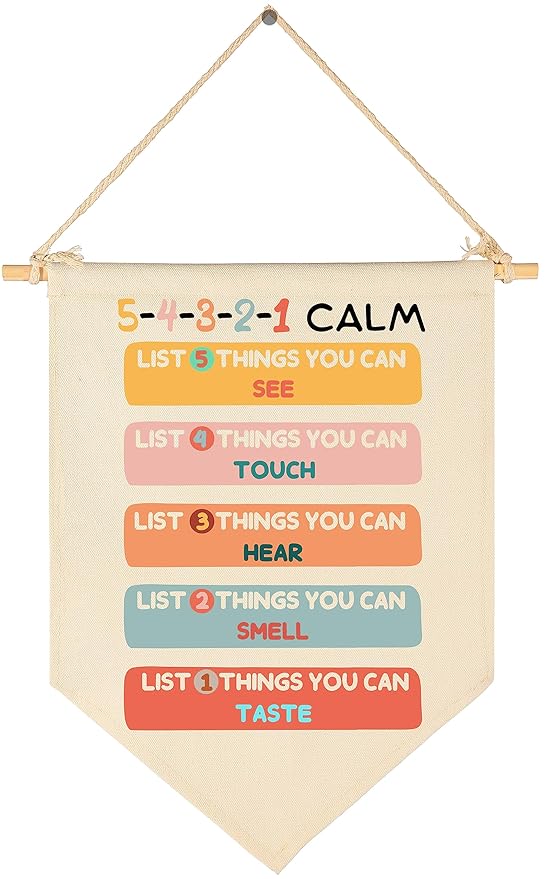 Calming Corner Decor-Coping Techniques Wall Art for Kids-Calm Down Skills-Classroom Management Sign-Flag Decor Gift for Kids Boys Girls - Banner Wall Sign Gifts for Classroom