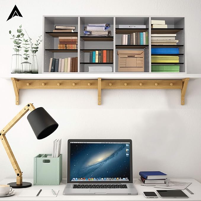 AdirOffice Wooden Adjustable Literature Organizer, 24 Compartment Office Mailbox, or Classroom Literature Organizer, White