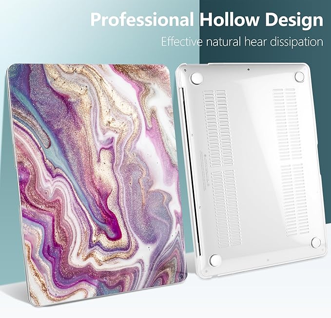 DONGKE for MacBook Air 13 Inch Case 2021-2018, Compatible with A2337 M1 A2179 A1932 Support Retina Display & Touch ID, Hard Shell Plastic Cover with Keyboard Skin - Marbling Art