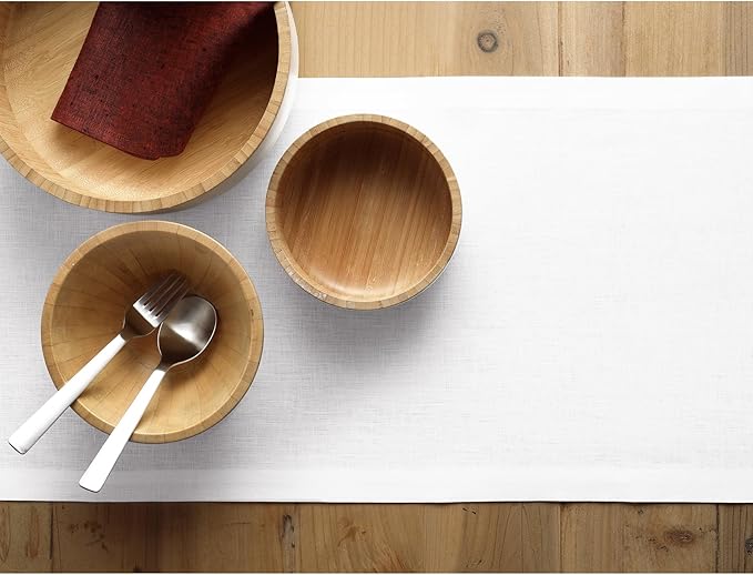 Solino Home Linen White Table Runner 132 Inches Long - 100% Pure Linen Extra Long Table Runner 14 x 132 Inch for Fall, Autumn, Winter, Thanksgiving, Christmas, Holiday - Fete