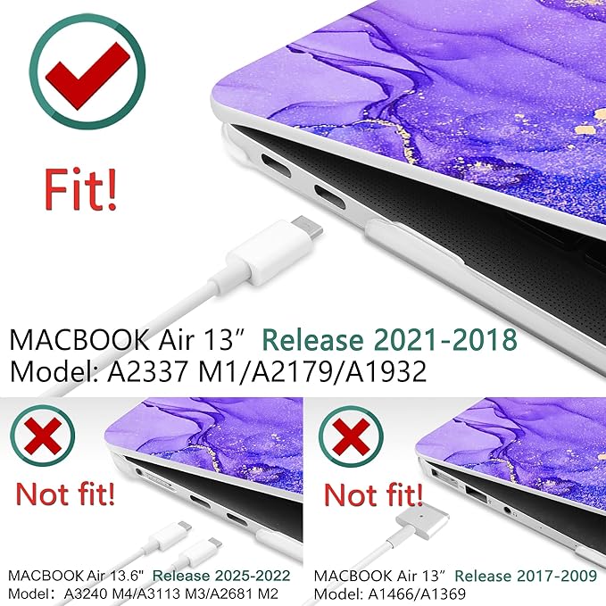 DONGKE Compatible with MacBook Air 13 inch Case 2021 2020 2019 2018 Release A2337 M1 A2179 A1932 with Retina Display & Touch ID, Plastic Hard Shell & Keyboard Cover - Fluid Art X255