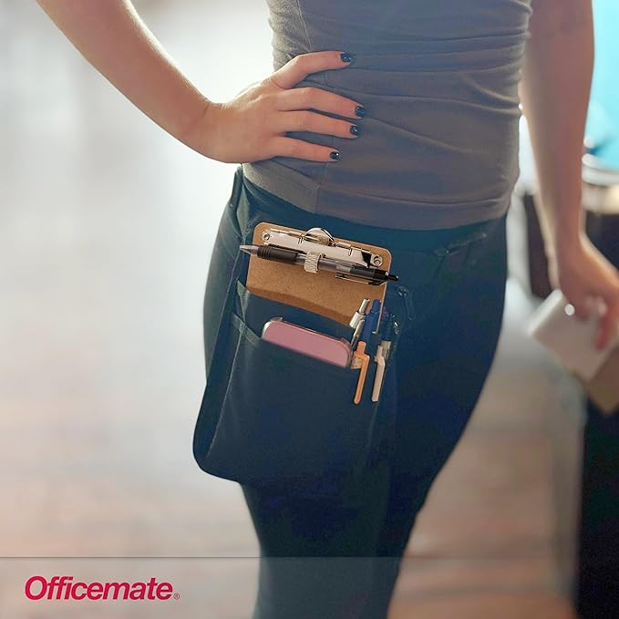 Officemate 5" x 9" Clipboard for Receipts, Low Profile Metal Clip & Pen Holder on Top, Memo Size for Restaurants, Hotels, Food Trucks, Bars, Schools, and Other Venues, 12 Clipboards (83156)