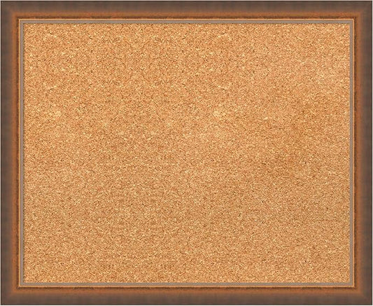 Amanti Art Natural Cork Board for Wall, 18x22 Vision Board with Bronze Frame, Small Corkboard Office Decor for Home Organization, Modern Corkboard Pinboard to Display Items for Home Organization in
