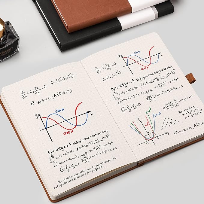 AHGXG Graph Paper Notebook 2 Pack - A5 Grid Paper Notebook/Journal Hardcover with 384 Pages, 120gsm Thick Graph Paper, Grid Paper for Math & Science Students 5.75'' × 8.38''
