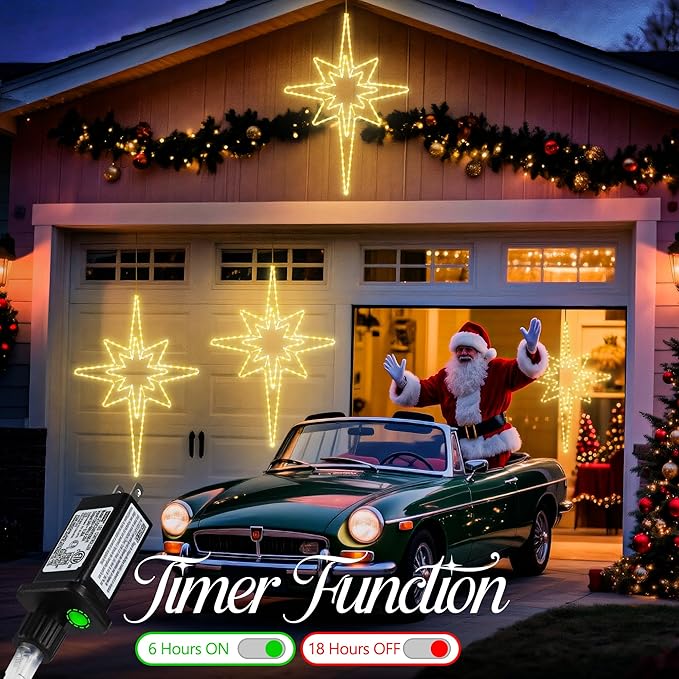 Joomer 45'' Christmas Lights Outdoor Waterproof, Super Bright Bethlehem Star Lights Decoration with Timer for Outdoor Indoor Home Party Wall Hanging Light