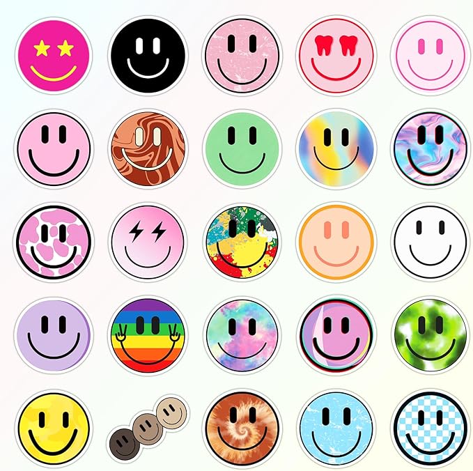 100PCS Smiling Stickers, Cute Water Bottle Stickers for Kids, for Teaching Rewards, Notebooks, Stationery, Luggage, Cartoon PVC Sticker