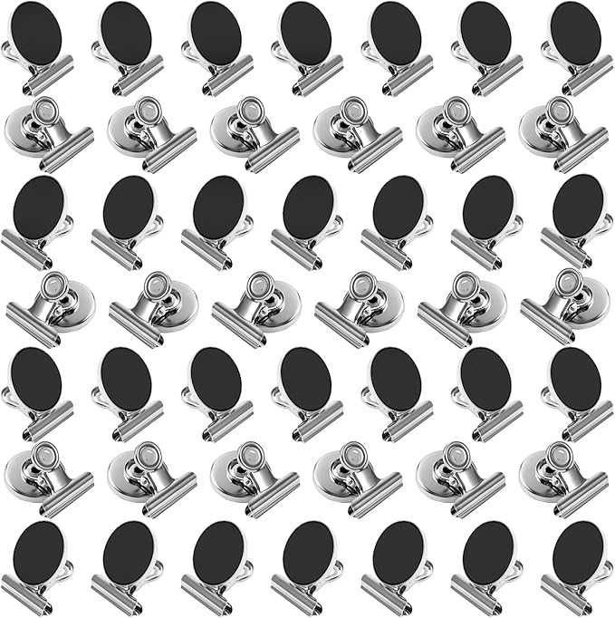 VNDUEEY 50 Pack Magnetic Clips Fridge Magnets Refrigerator Magnet, Magnet Clips for Whiteboard Locker, Magnetic Paper Clip Dispenser Holder Clip with Magnets for Home, School, Office (Silver)