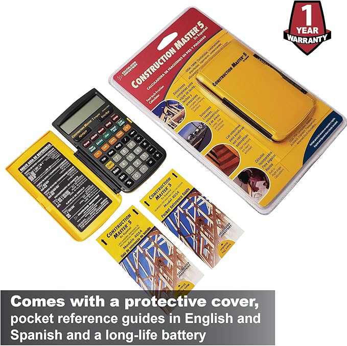 Calculated Industries 4054 Construction Master 5 en Espanol Construction Feet-Inch-Fraction Calculator for Carpenters [Calculadora de construcción con pies, pulgadas y fracciones para carpinteros]
