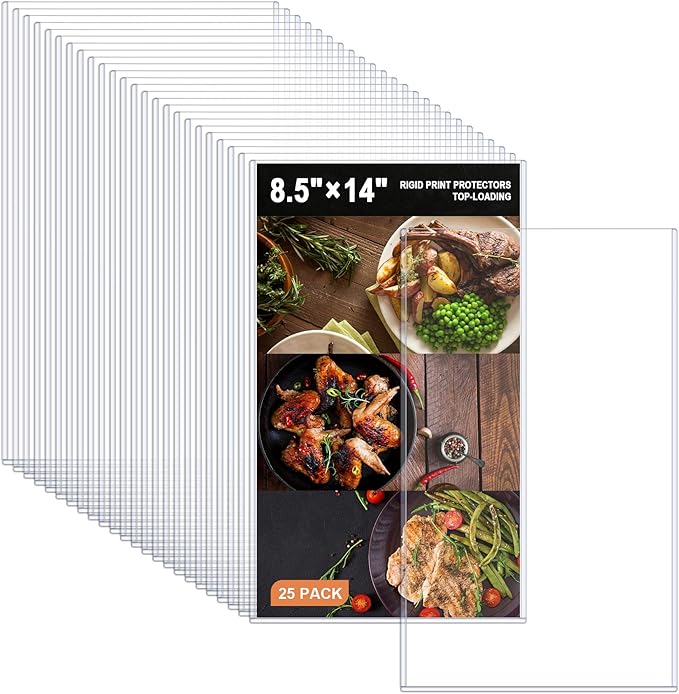 Ndsox 25 Pack 8.5" x 14" Rigid Print Protectors Clear Hard Plastic Sheet Protectors Top-Loading Rigid Menu Covers for Legal Size Paper, Documents, Photo, Posters, Prints, Artworks, Birth Certificates