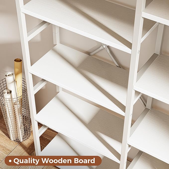 SUPERJARE Triple 5 Tier Bookshelf, Bookcase with 14 Open Display Shelves, Wide Book Shelf Book Case for Home & Office, White