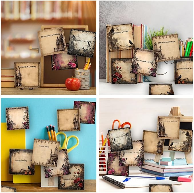 9 Pieces Gothic Style Sticky Notes Self-Adhesive Gothic Style Design Note Pads Gothic Style Sticky Memo Notes for School Office Home Supplies Students Teachers Gift