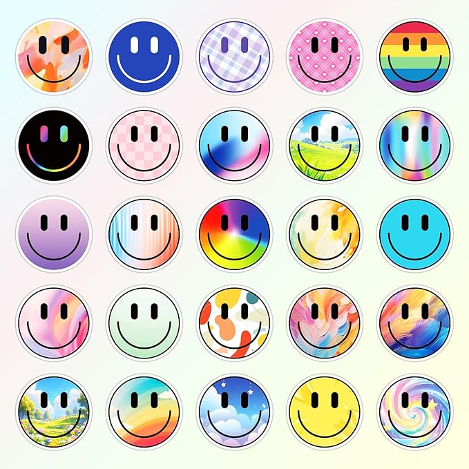 100PCS Smiling Stickers, Cute Water Bottle Stickers for Kids, for Teaching Rewards, Notebooks, Stationery, Luggage, Cartoon PVC Sticker
