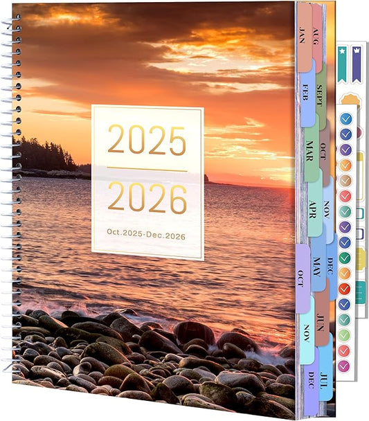 CAGIE 15 Month Planner Oct 2025-Dec 2026 Hourly Daily 2025-2026 Weekly Monthly Planners for Women 25-26 Day Hardcover Calendar Agenda with Stickers, 8.5 x 11