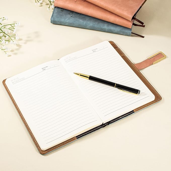 Fanery Sue Refillable Adventure Travel Journal For Women & Men Faux Leather Hardcover A5 Travel Notebook College Ruled 200 Lined Pages Lay-Flat Diary With Pen & Magnetic Buckle(Adventure - Pink)