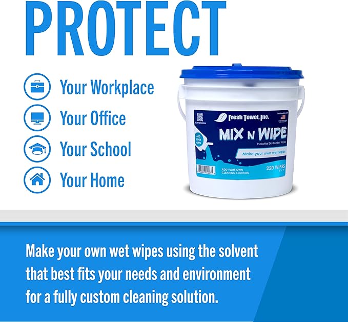 Fresh Towel Mix-N-Wipe Dry Wipes Refill, 1-Pack (220 Sheets) – Make Your Own Wet Wipes – 6" x 9" Sheets – Bulk Paper Towels