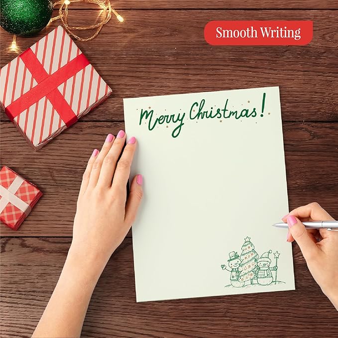 easykart labels Christmas Stationery Paper Letterhead Sheets 60 Pack Holiday Xmas Theme Design For Writing Letters Computer Office Notes & Printing Supplies Size 8.5" X 11"