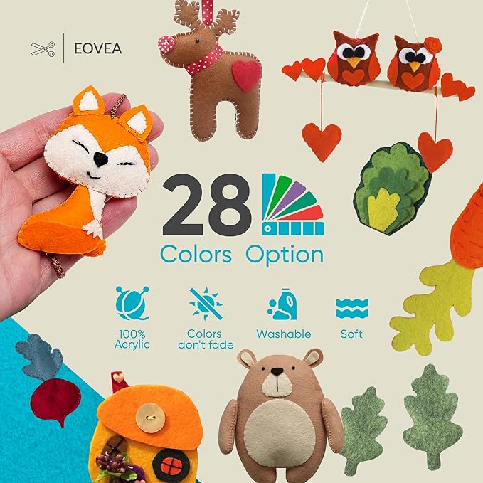 EOVEA | Acrylic Felt Fabric by The Yard - Non-Stiff, Soft Material - 72" Wide - 1.6mm Thick Felt Sheets for DIY Crafts, Sewing, Upholstery, Cushion, Padding(Turquoise, Half Yard)