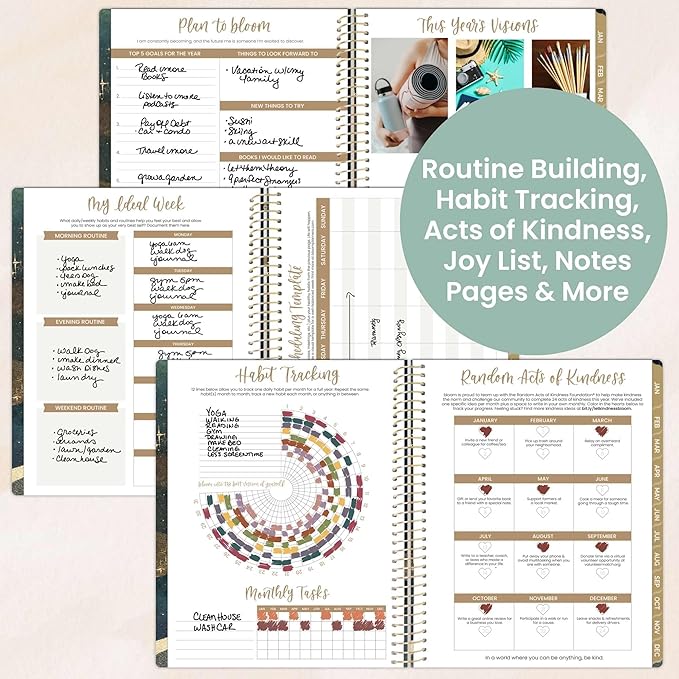 bloom daily planners 2026 Planner (January to December) - 8.5” x 11” Weekly & Monthly Dated Agenda Organizer Book with Stickers & Tabs - Flexible Soft Cover - Celestial Skies