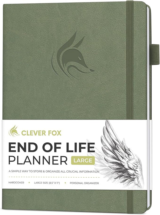 Clever Fox Large End of Life Planner – Guided Final Arrangements Organizer Notebook for Instructions, Beneficiary Info, Will Preparation, Last Wishes & Funeral Planning – 8.5" x 11" (Cypress)