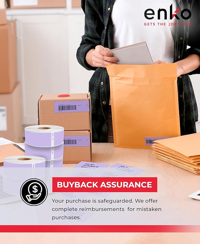 enKo [6 Rolls, 2100 Labels] Address, Shipping & Barcode Labels 30252 - Lavender (1-1/8" x 3-1/2") Compatible for Dymo LabelWriter