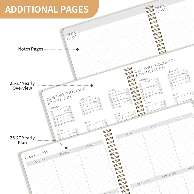 Monthly Planner 2025-2027 - 2 Year Monthly Planner Calendar 2025-2027, July 2025 - June 2027, 7.3" * 9.5", 24 Months Calendar Planner with Waterproof Cover＆Spiral Bound, for Office, School Home Planning - White